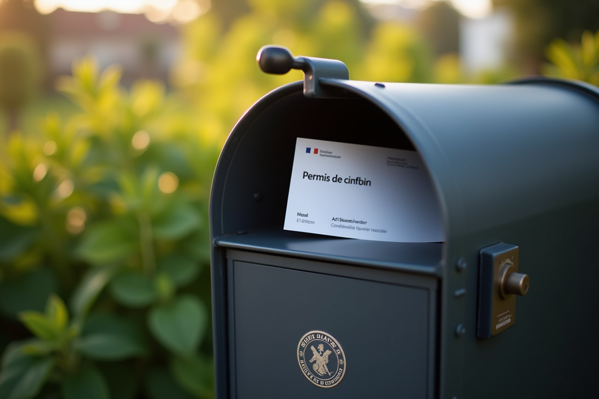 Boite aux lettres moderne avec enveloppe officielle permis de conduire