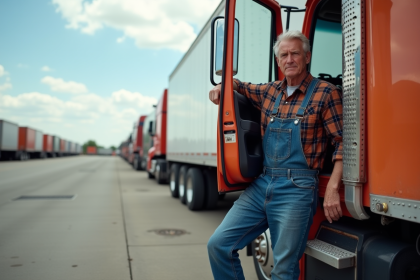 Conducteur de camion en pause devant son camion