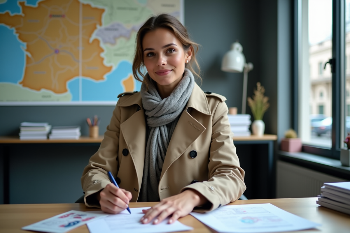 Femme remplissant papiers d