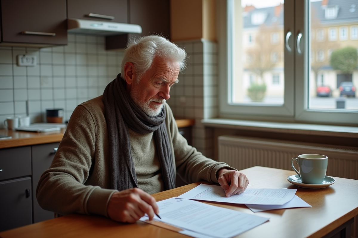 Homme âgé examinant une lettre de permis de conduire