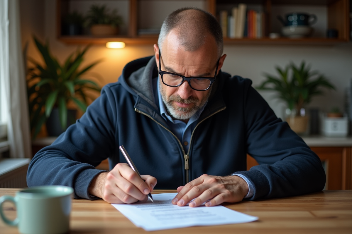 Homme remplissant un formulaire de permis de conduire