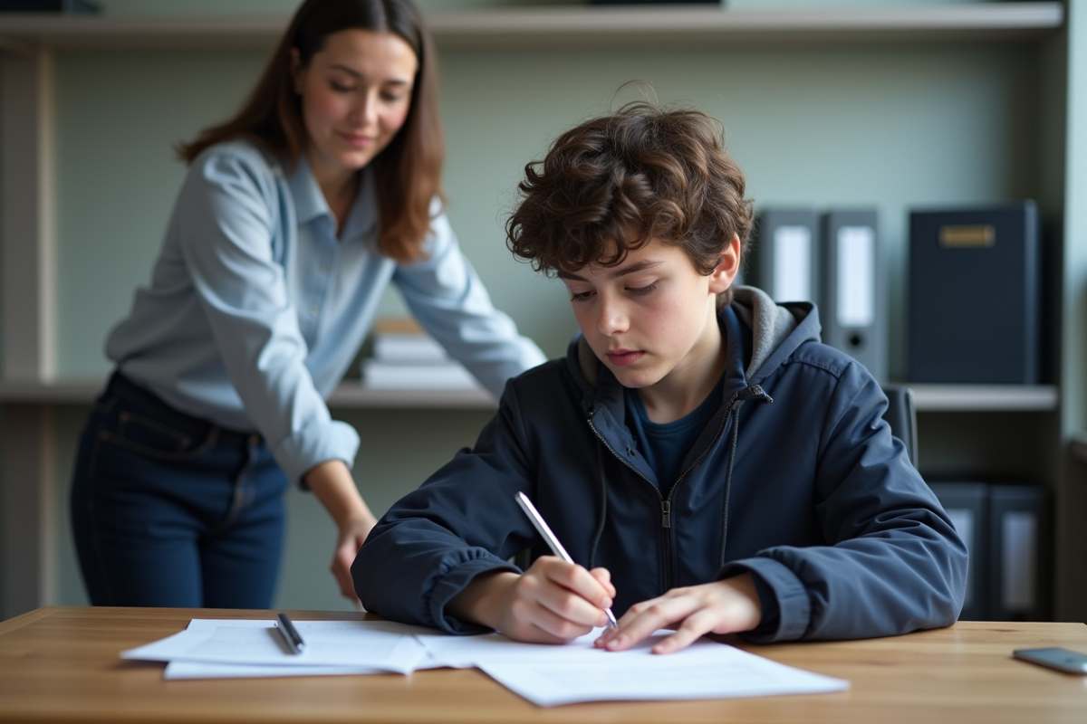 Jeune garçon français en train d