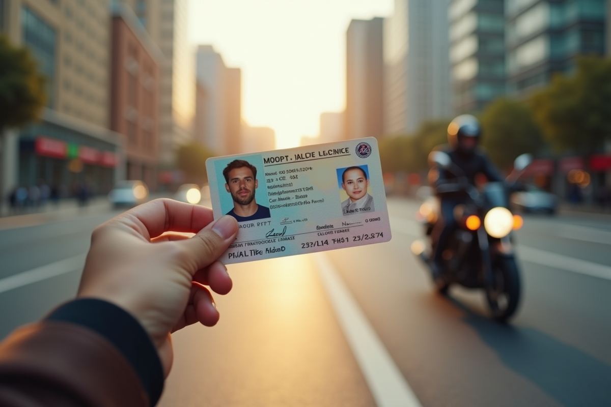 Main tenant permis voiture et moto sur rue en ville
