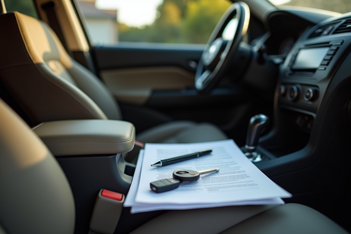 Voiture ouverte avec clés et papiers d